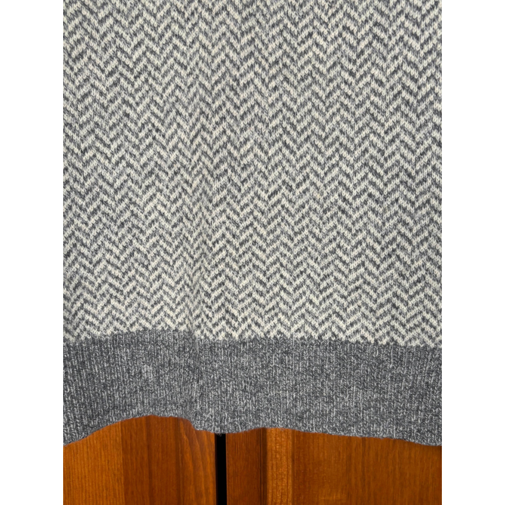 J Crew Herringbone Sweater Chevron Pullover Knit Lambswool Raglan Sleeve Gray L - Picture 5 of 11